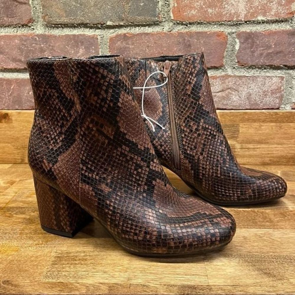 Womens Celeste Snake Print Mid Shaft Fashion Boots